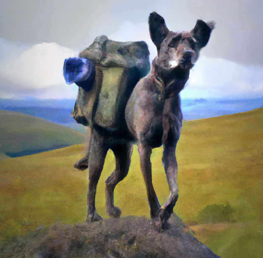 Retrato pintura al óleo de Kevin el perro viajero y ahorrador